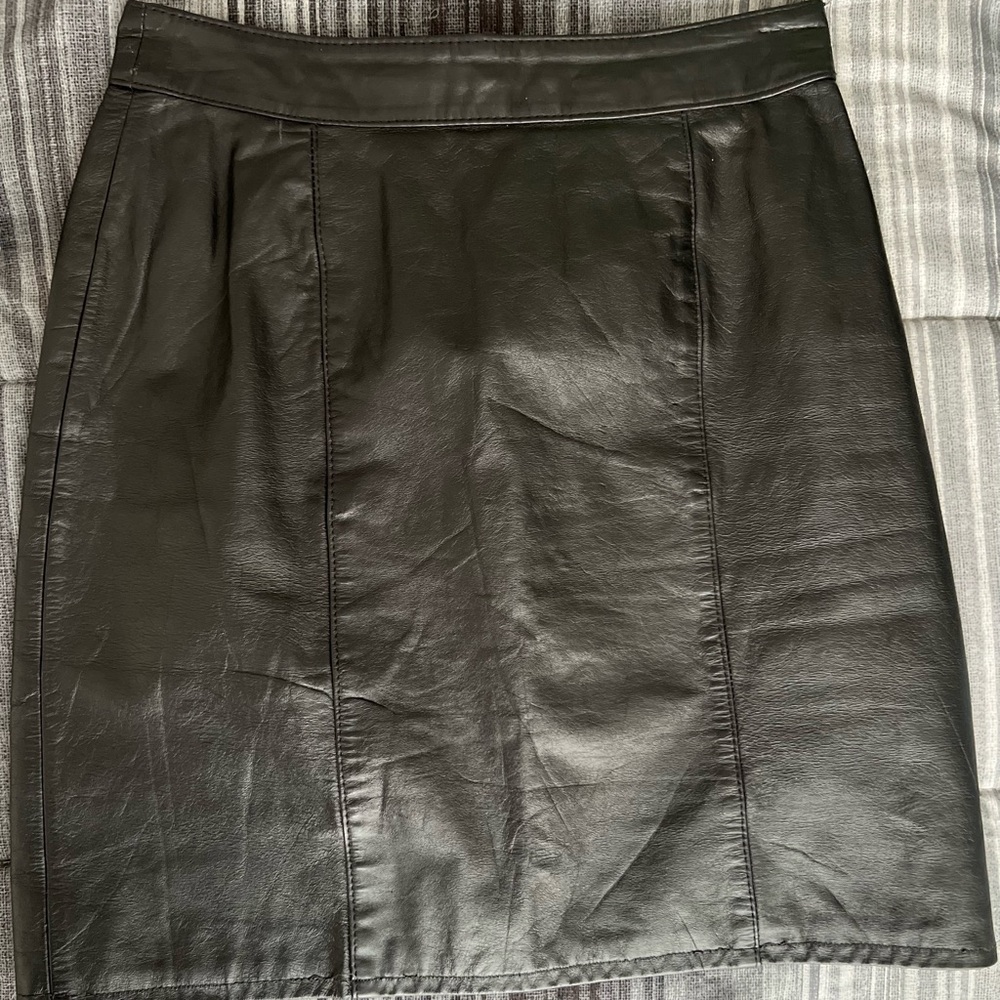 Vintage Black Leather Skirt